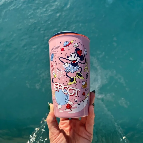 Starbucks Disney World Epcot Pink Minnie Mouse Porcelain Travel Mug - Picture 4 of 5